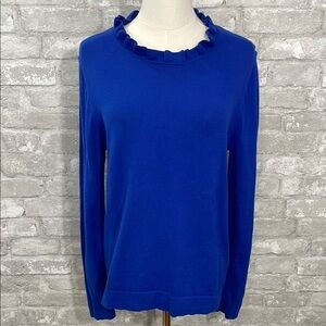 J.Crew Blue Ruffle Neck Sweater